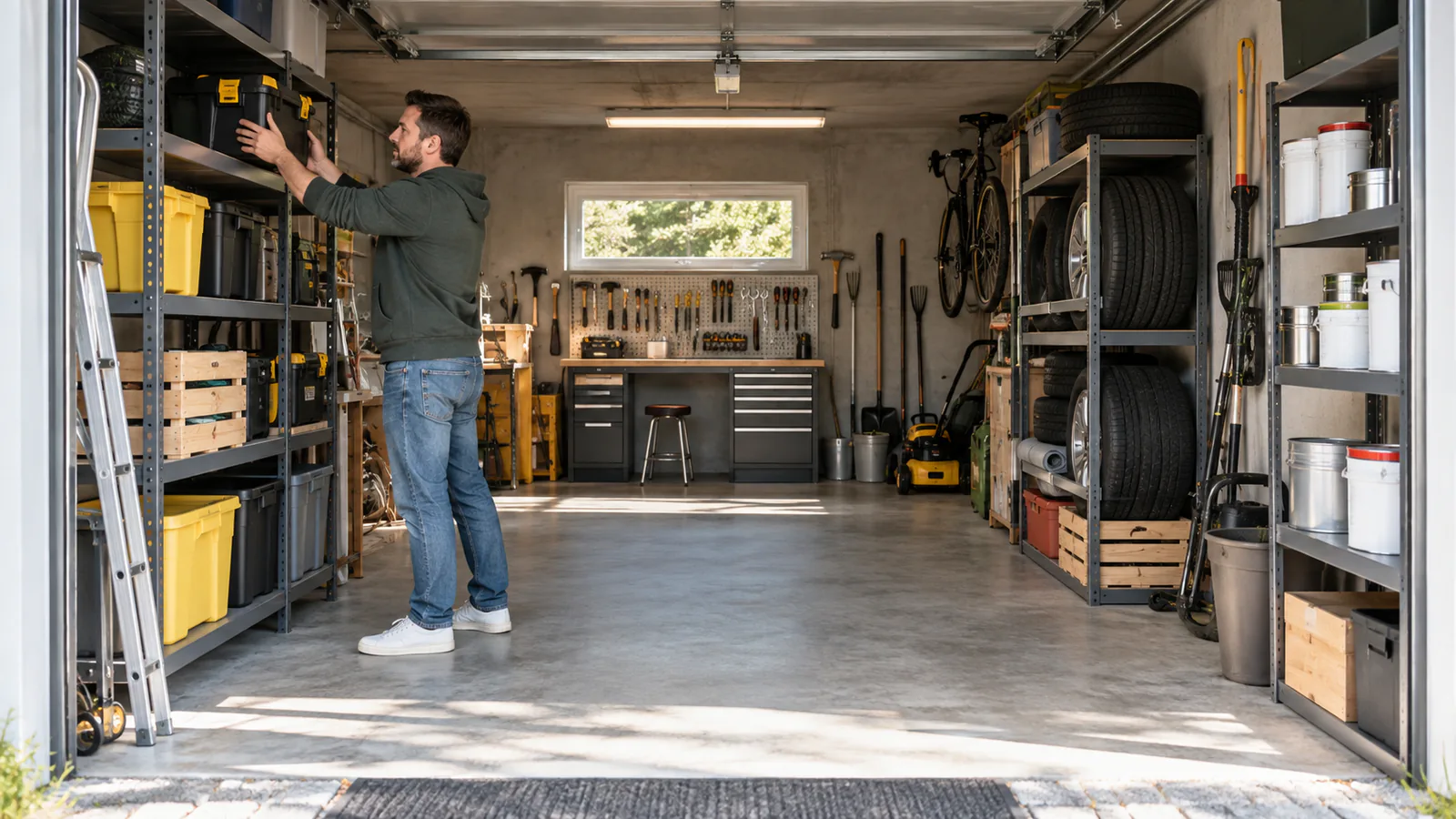 Neu geordnete Garage mit freien Laufwegen